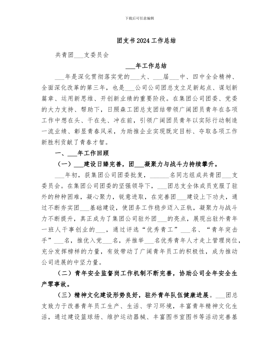 团支书2024工作总结_第1页