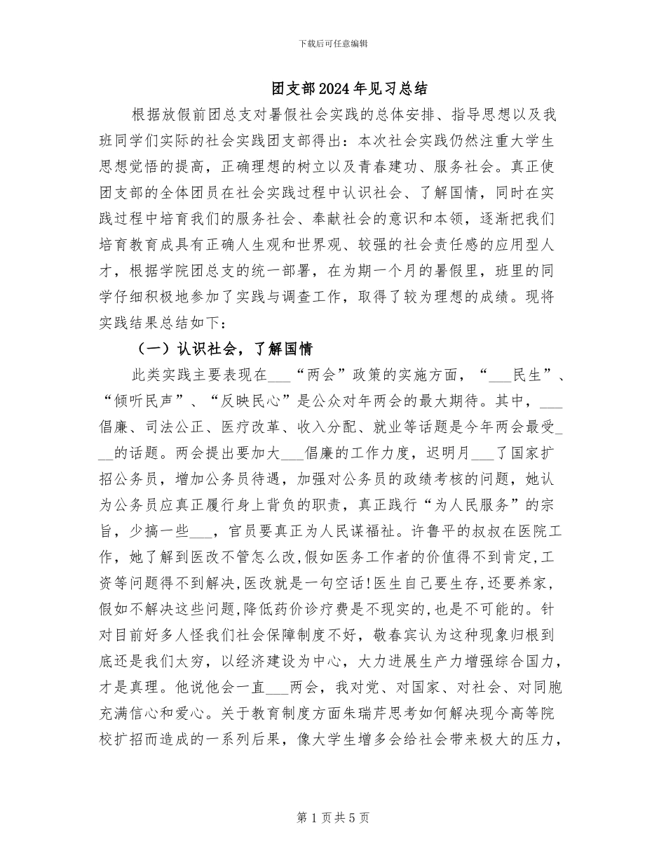 团支部2024年见习总结_第1页
