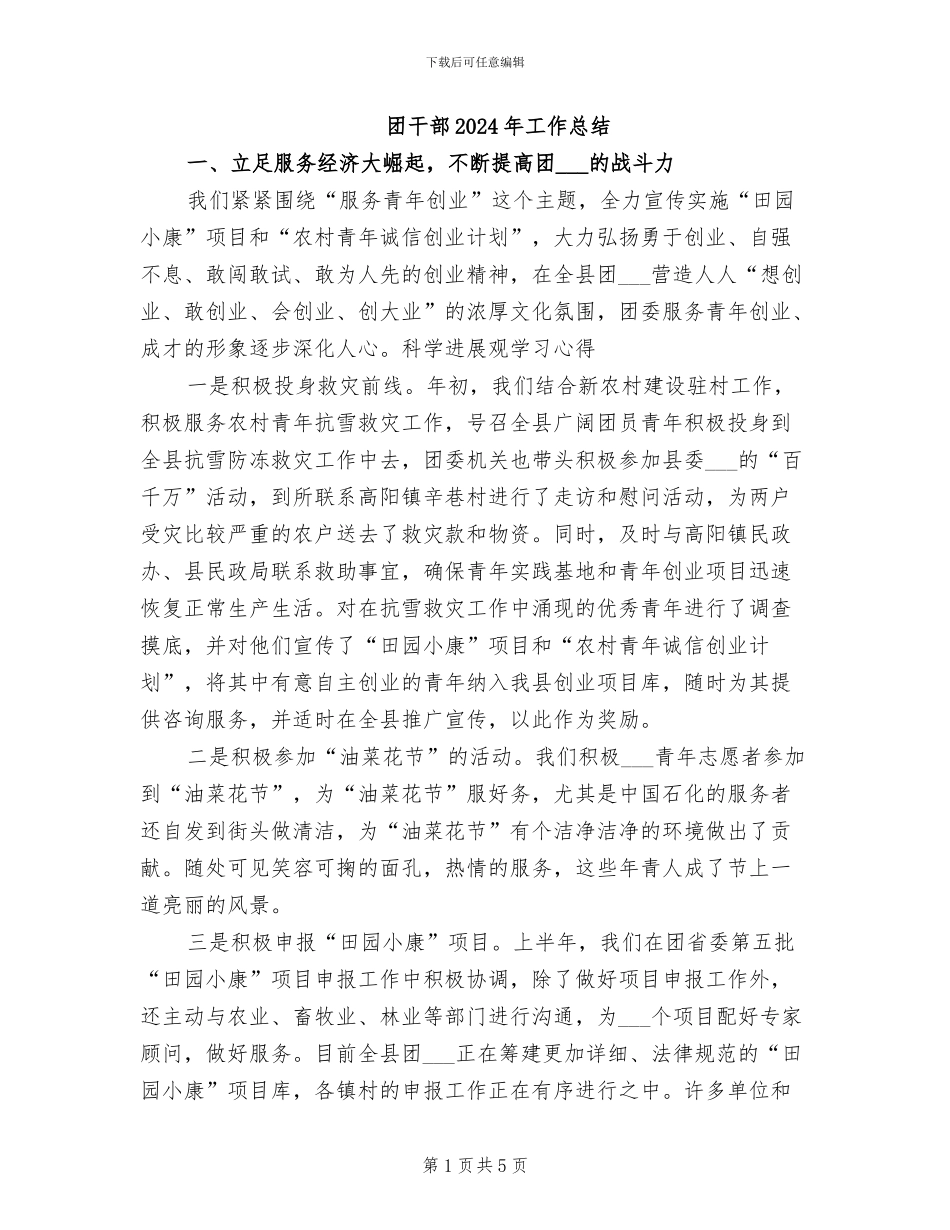 团干部2024年工作总结_第1页