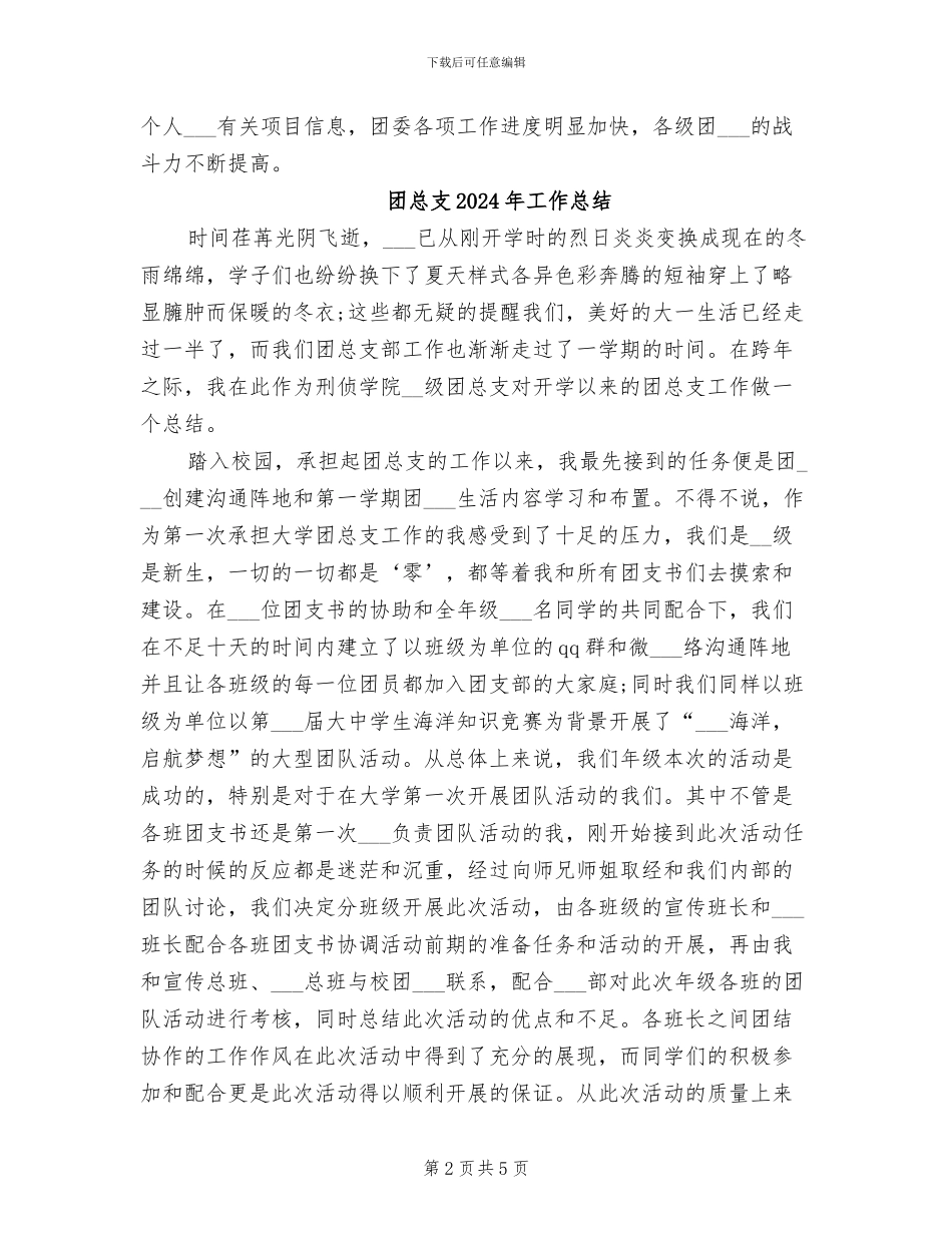 团干部2024年工作总结_第2页