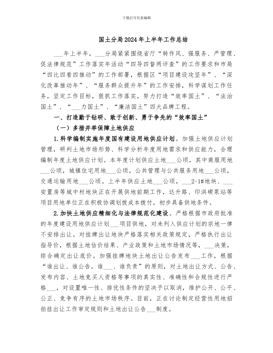 国土分局2024年上半年工作总结_第1页
