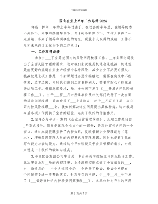 国有企业上半年工作总结2024