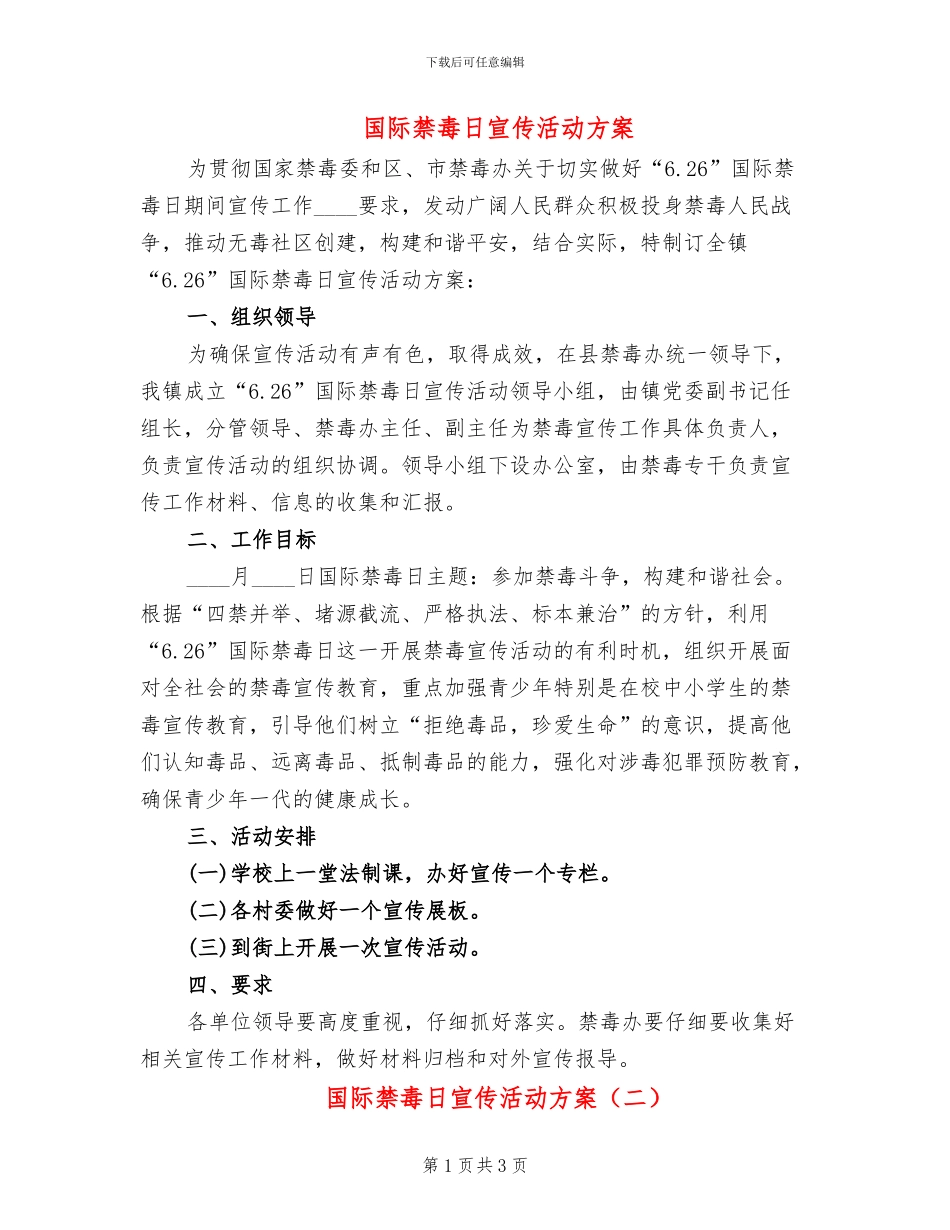 国际禁毒日宣传活动方案_第1页