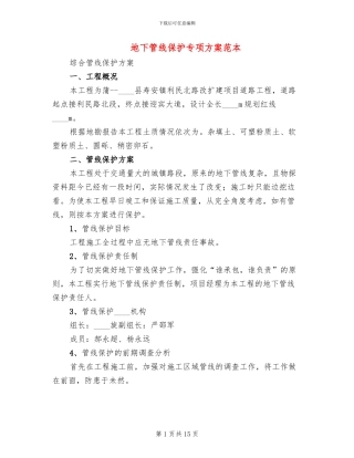 地下管线保护专项方案范本