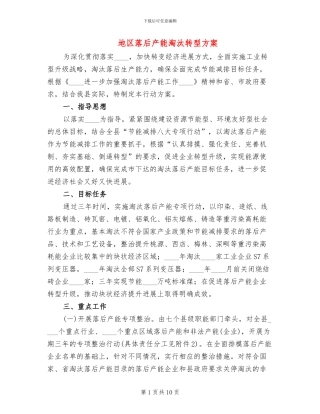 地区落后产能淘汰转型方案