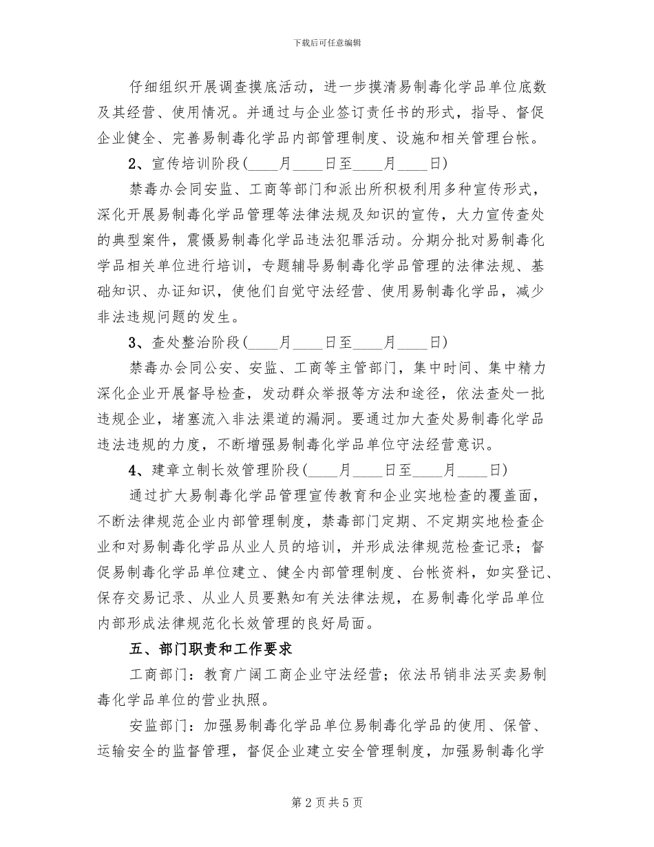 地方易制毒化学品管制整顿实施方案范文_第2页