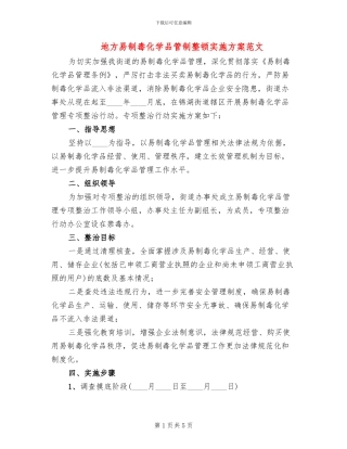 地方易制毒化学品管制整顿实施方案范文