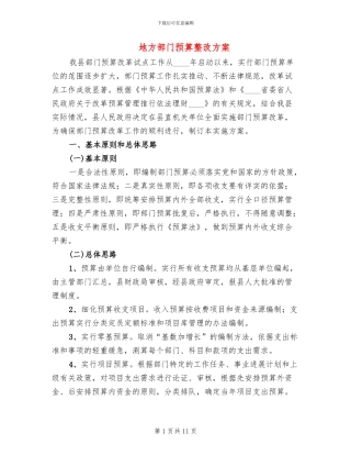 地方部门预算整改方案