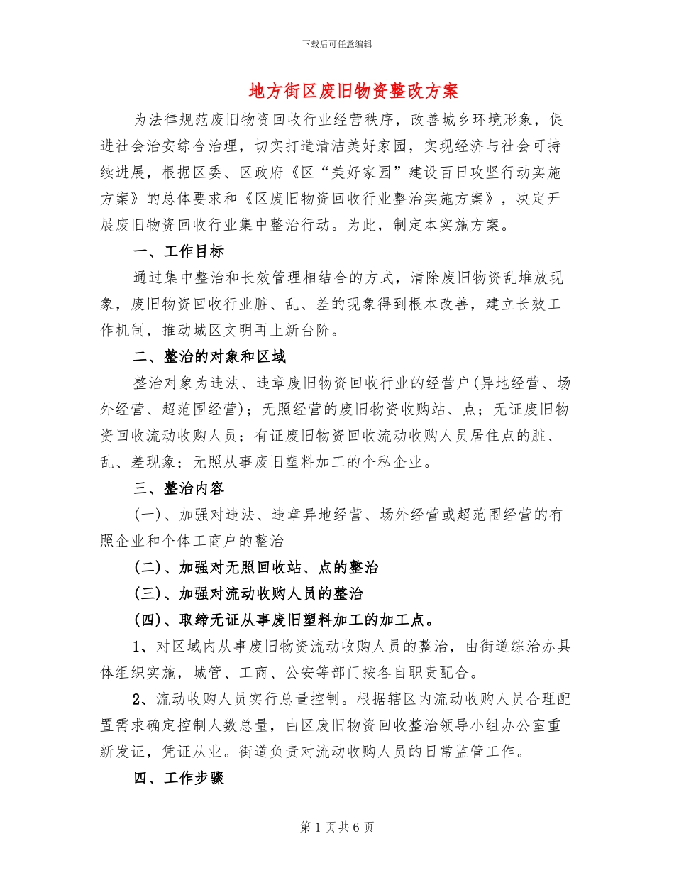 地方街区废旧物资整改方案_第1页
