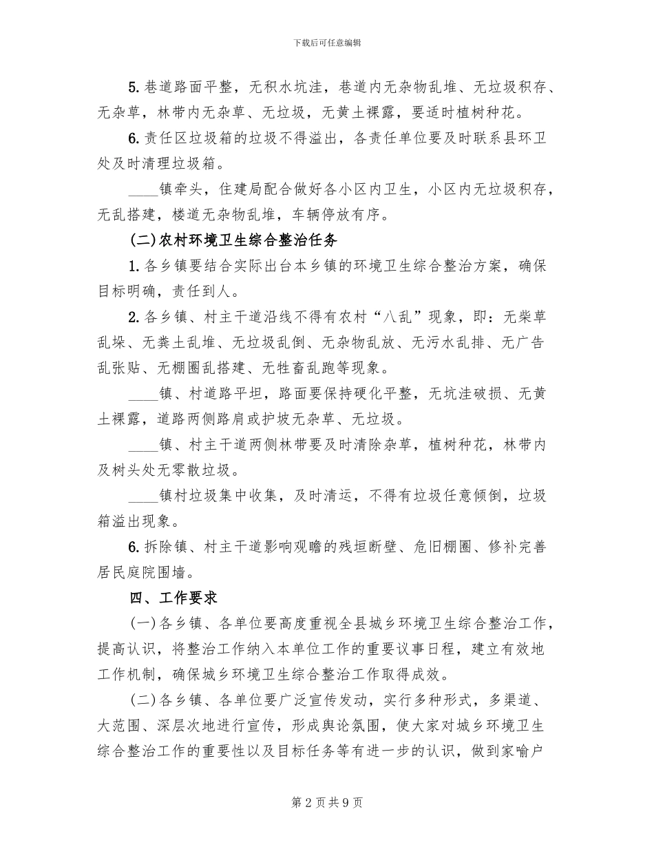 城乡环境卫生综合整治方案范文(3篇)_第2页