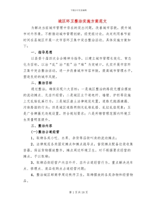 城区环卫整治实施方案范文