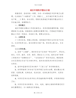 城区环境秩序整治方案(2篇)