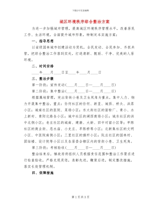 城区环境秩序综合整治方案