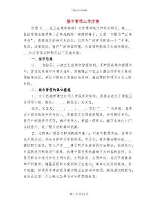 城市管理工作方案