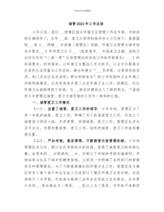 城管2024年工作总结