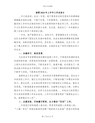 城管2024年上半年工作总结B