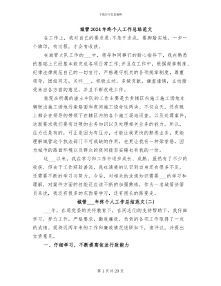 城管2024年终个人工作总结范文