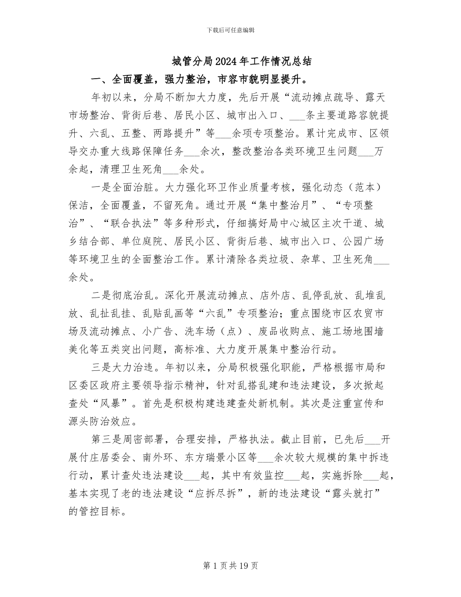 城管分局2024年工作情况总结_第1页