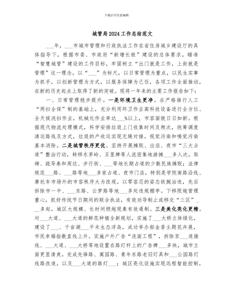 城管局2024工作总结范文_第1页