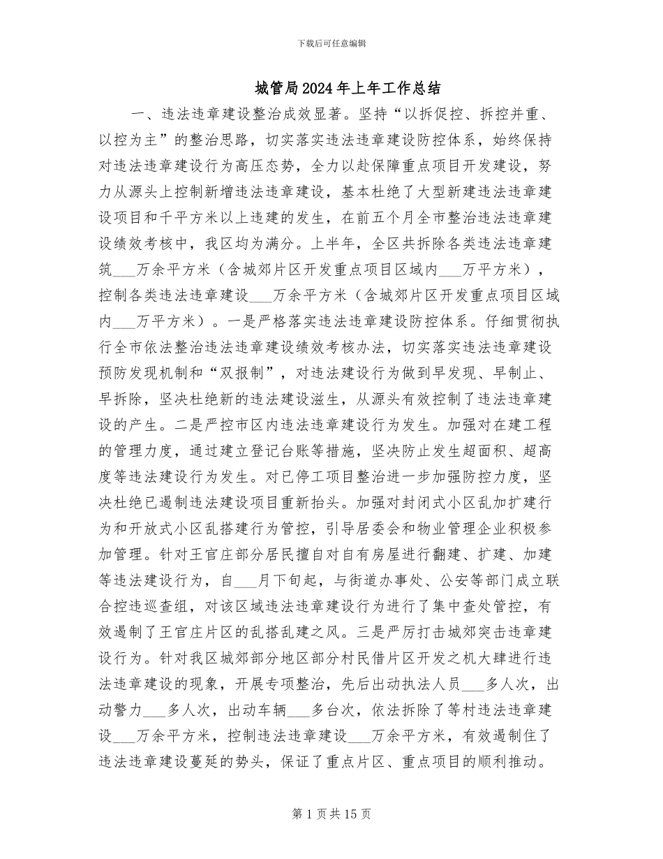 城管局2024年上年工作总结_第1页