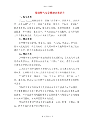 城镇燃气安全整治方案范文