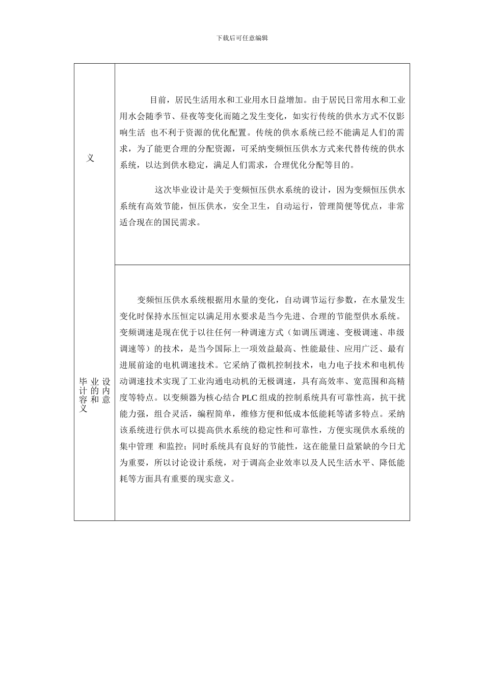 基于PLC的恒压供水泵站系统设计开题报告_第3页