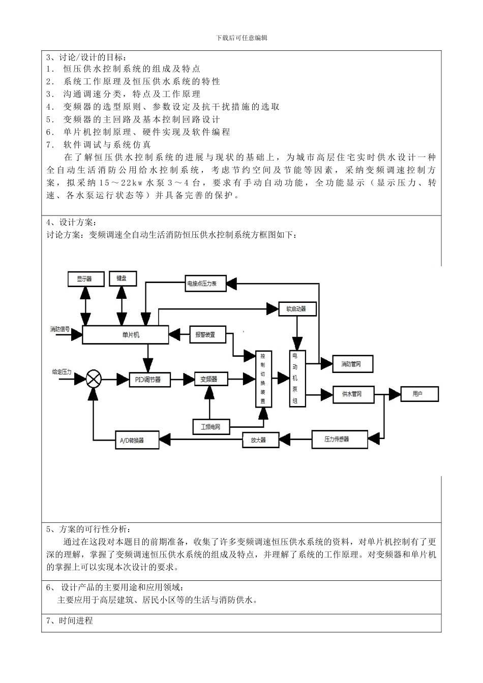 基于单片机的变频恒压供水系统开题报告_第3页