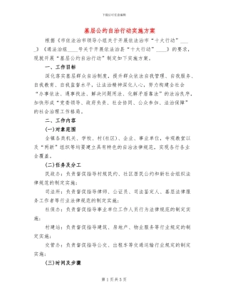 基层公约自治行动实施方案