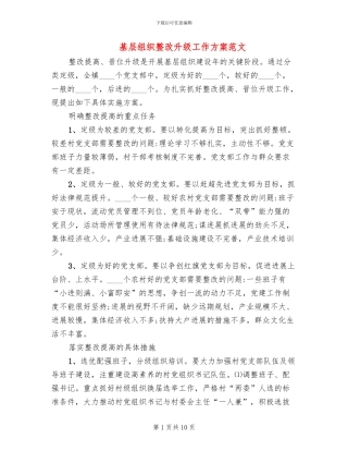 基层组织整改升级工作方案范文
