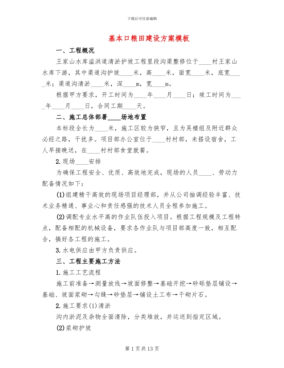 基本口粮田建设方案模板(2篇)_第1页
