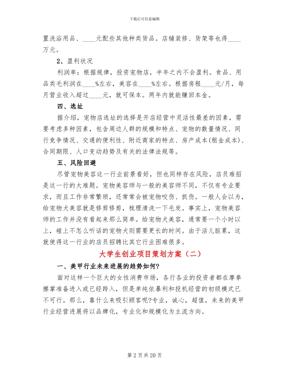 大学生创业项目策划方案_第2页