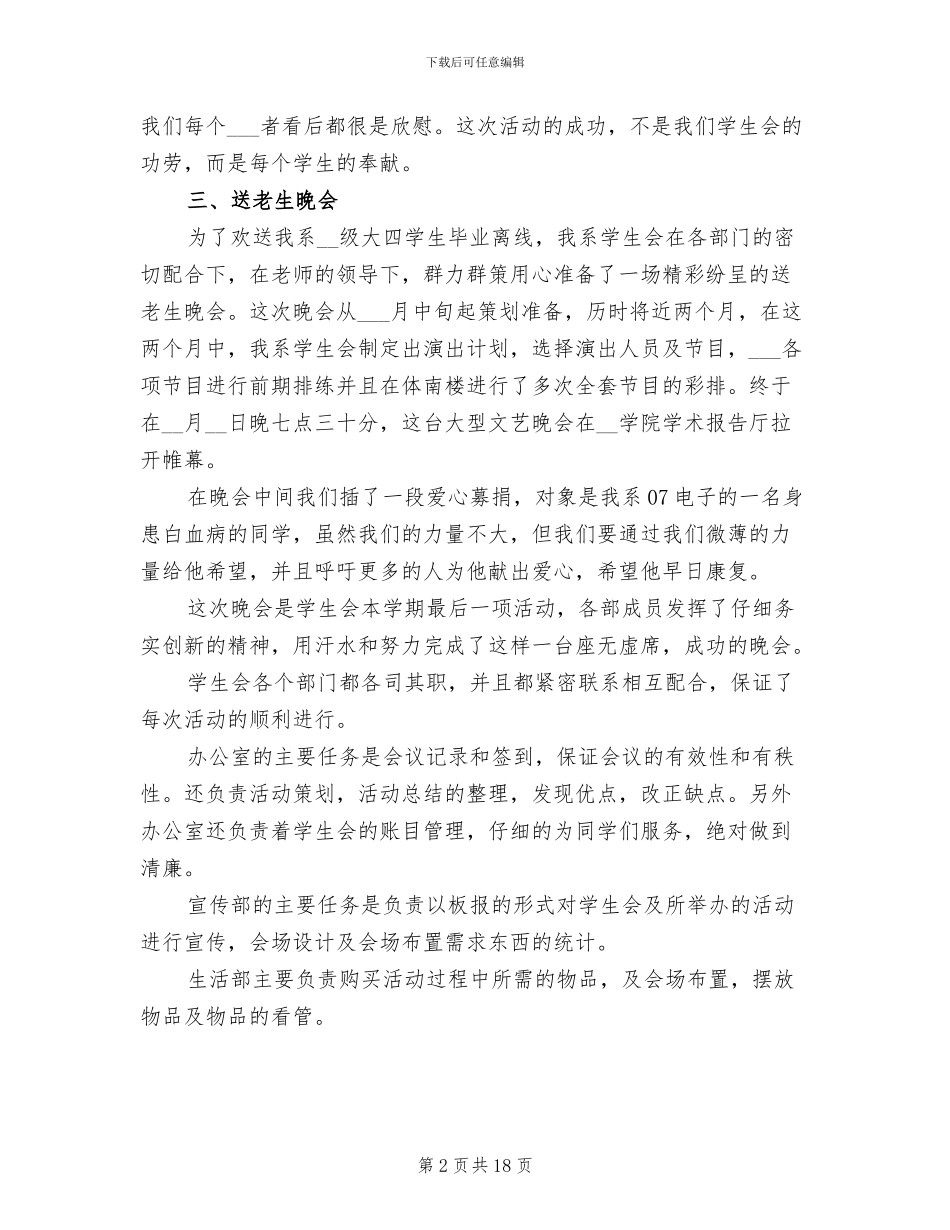 大学生学生会工作总结2024年范文_第2页