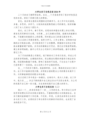 大学生实习自我总结2024年