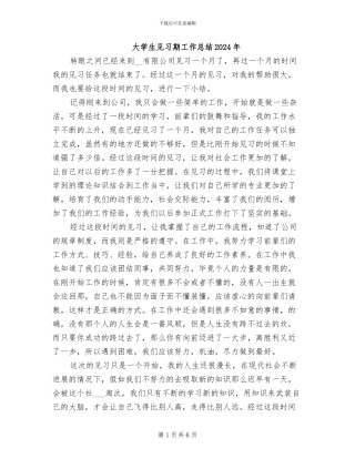 大学生见习期工作总结2024年