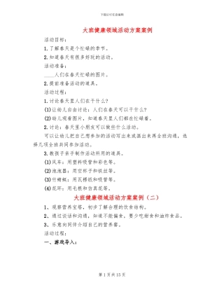 大班健康领域活动方案案例(10篇)