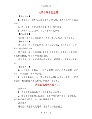 大班区域活动方案