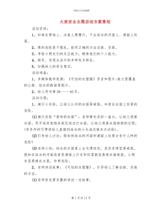 大班安全主题活动方案策划(10篇)