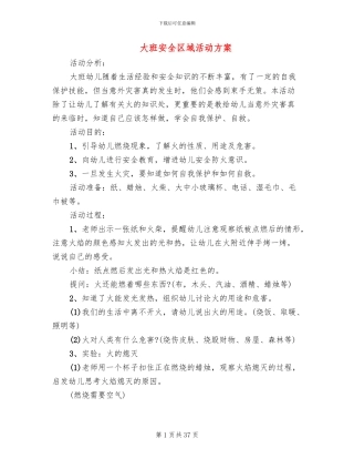 大班安全区域活动方案