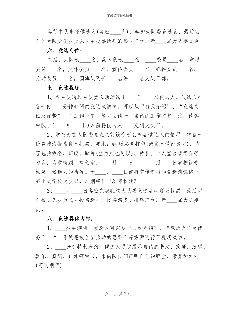 大队委改选方案范文(7篇)_第2页