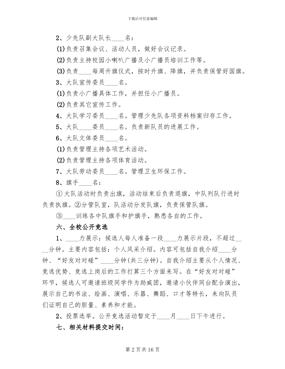 大队委竞选方案(6篇)_第2页