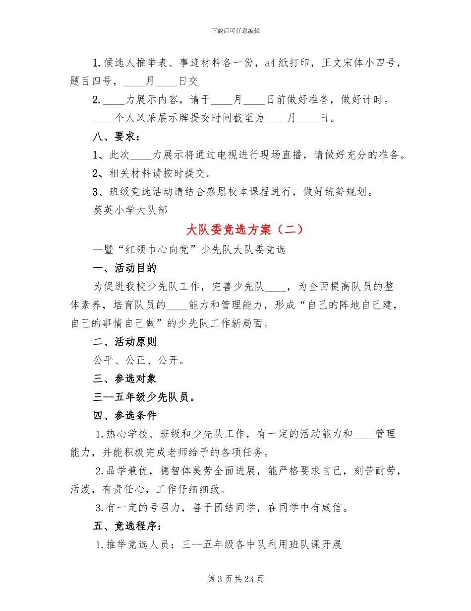 大队委竞选方案_第3页