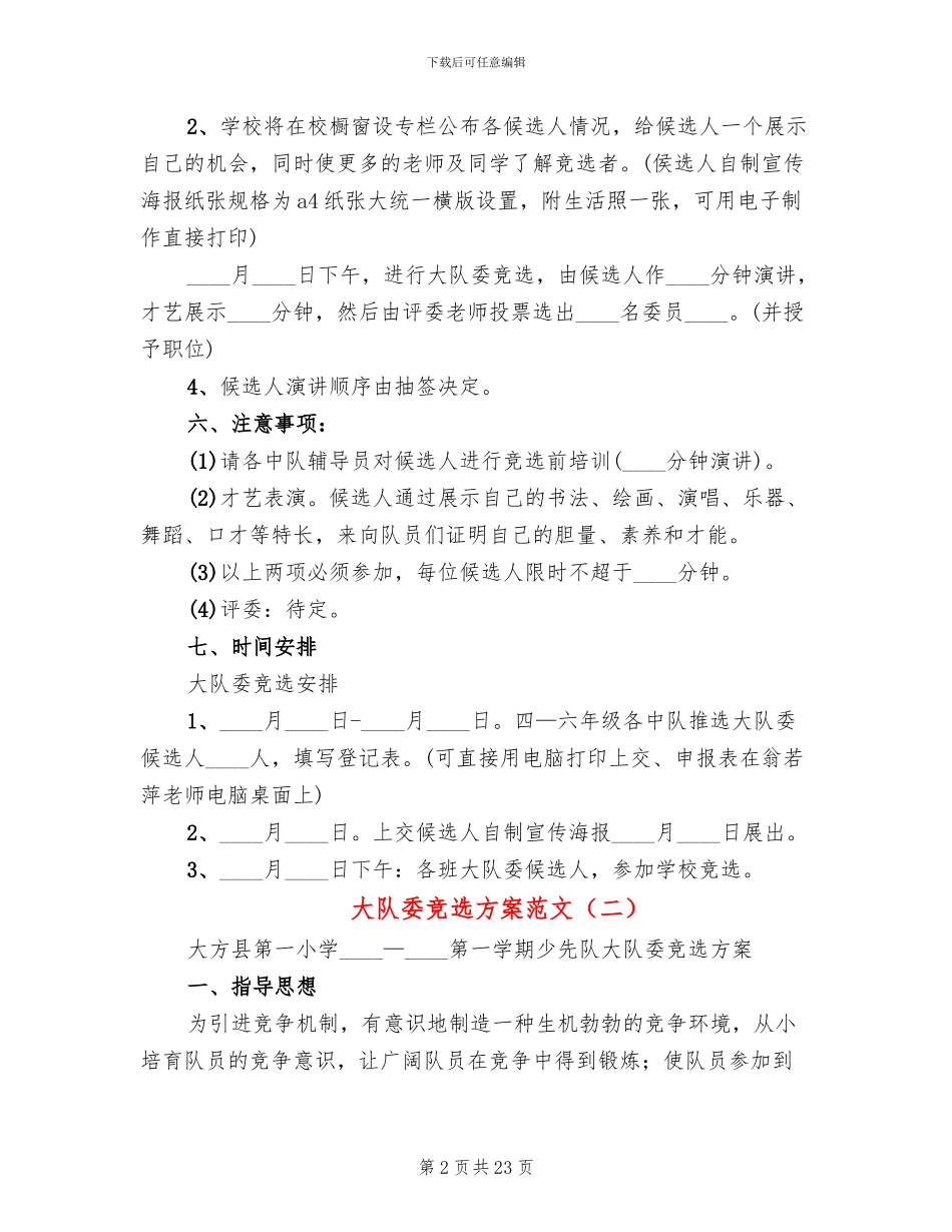 大队委竞选方案范文(10篇)_第2页