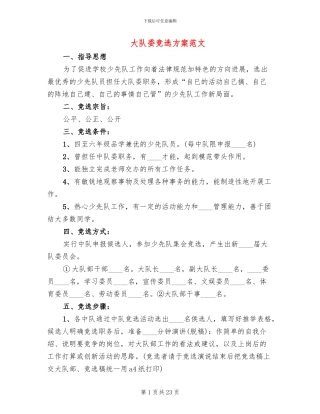 大队委竞选方案范文(10篇)