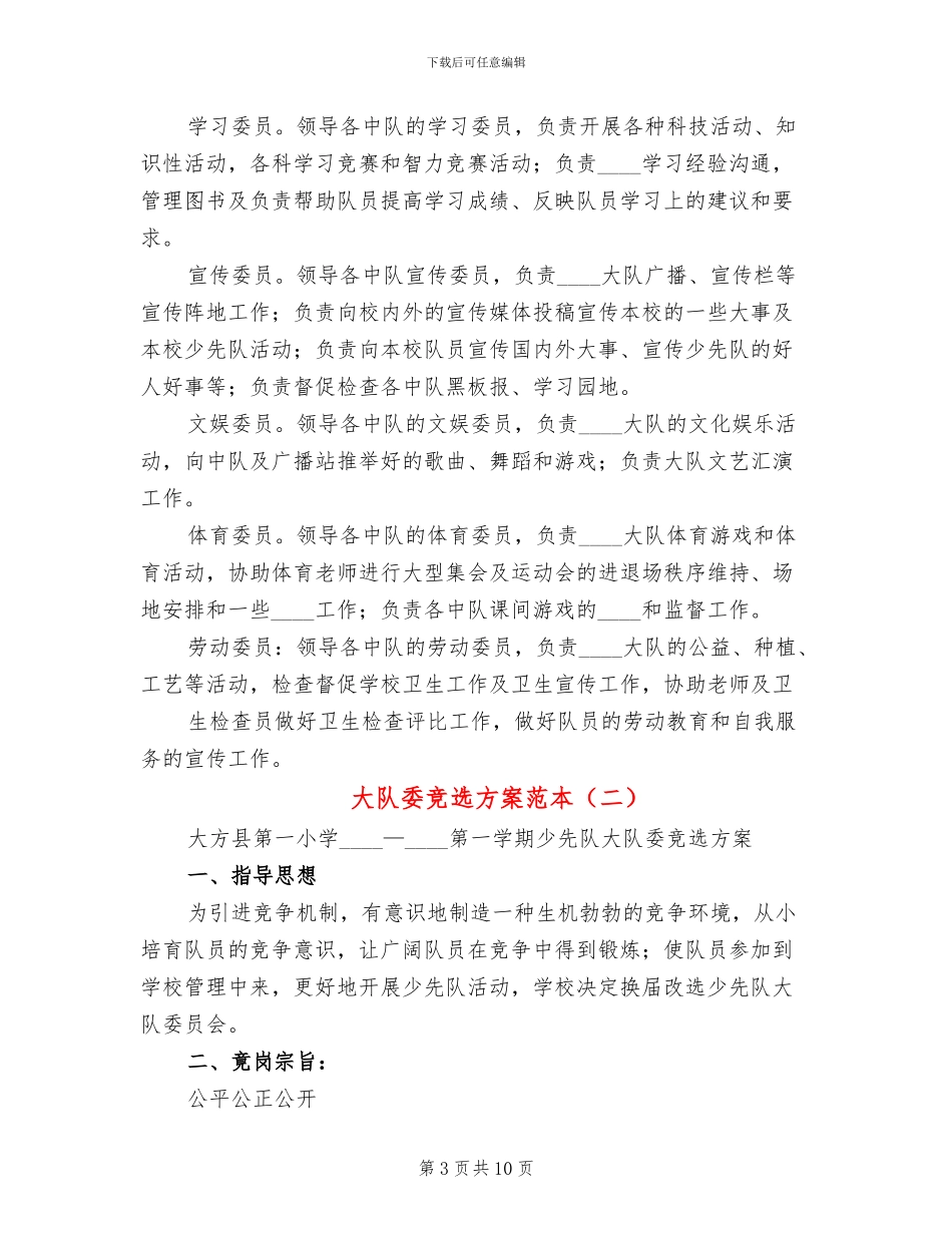 大队委竞选方案范本(5篇)_第3页