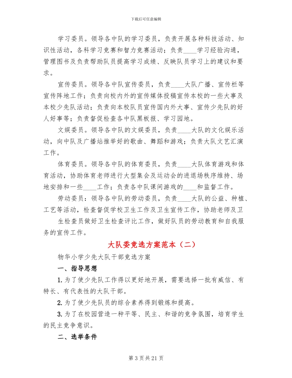 大队委竞选方案范本(8篇)_第3页