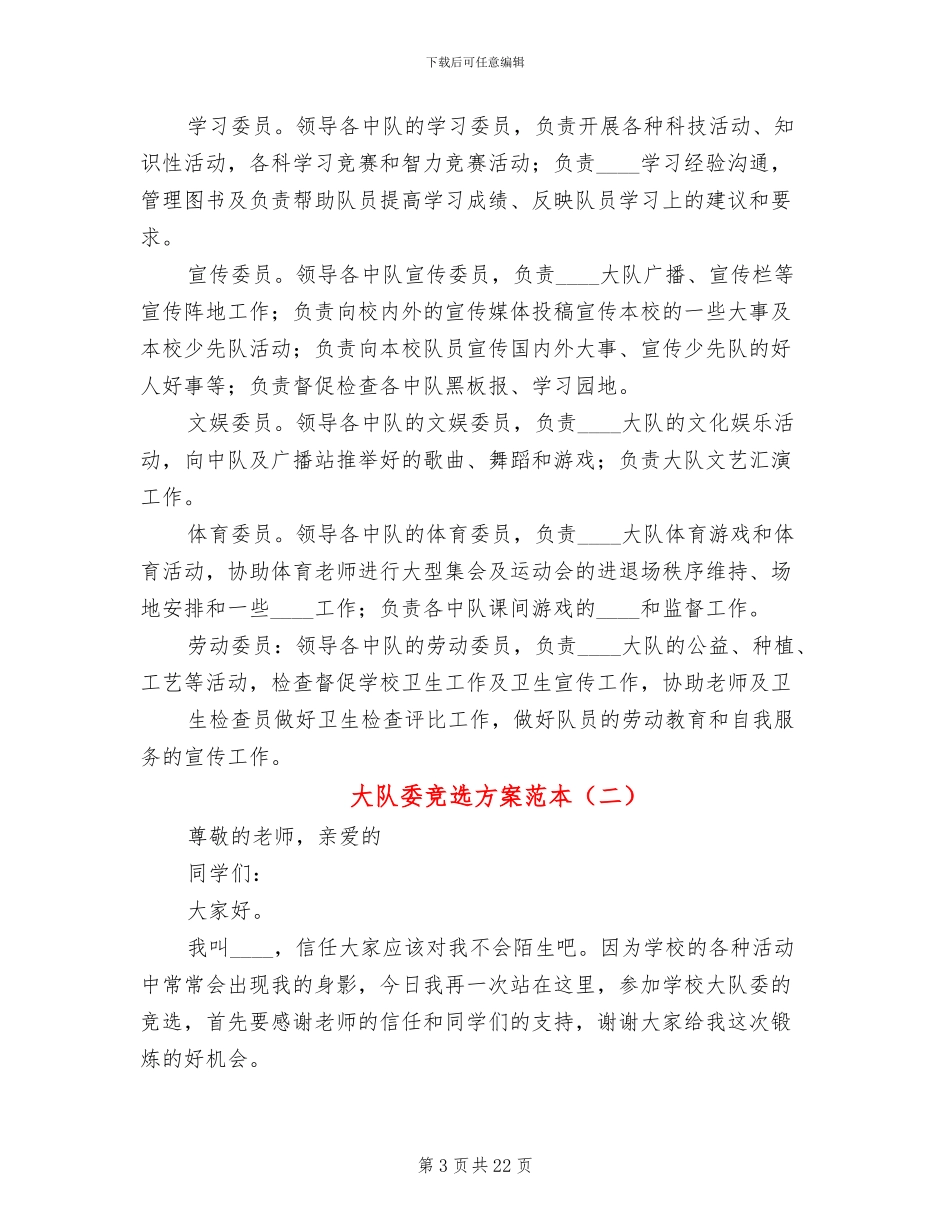 大队委竞选方案范本_第3页