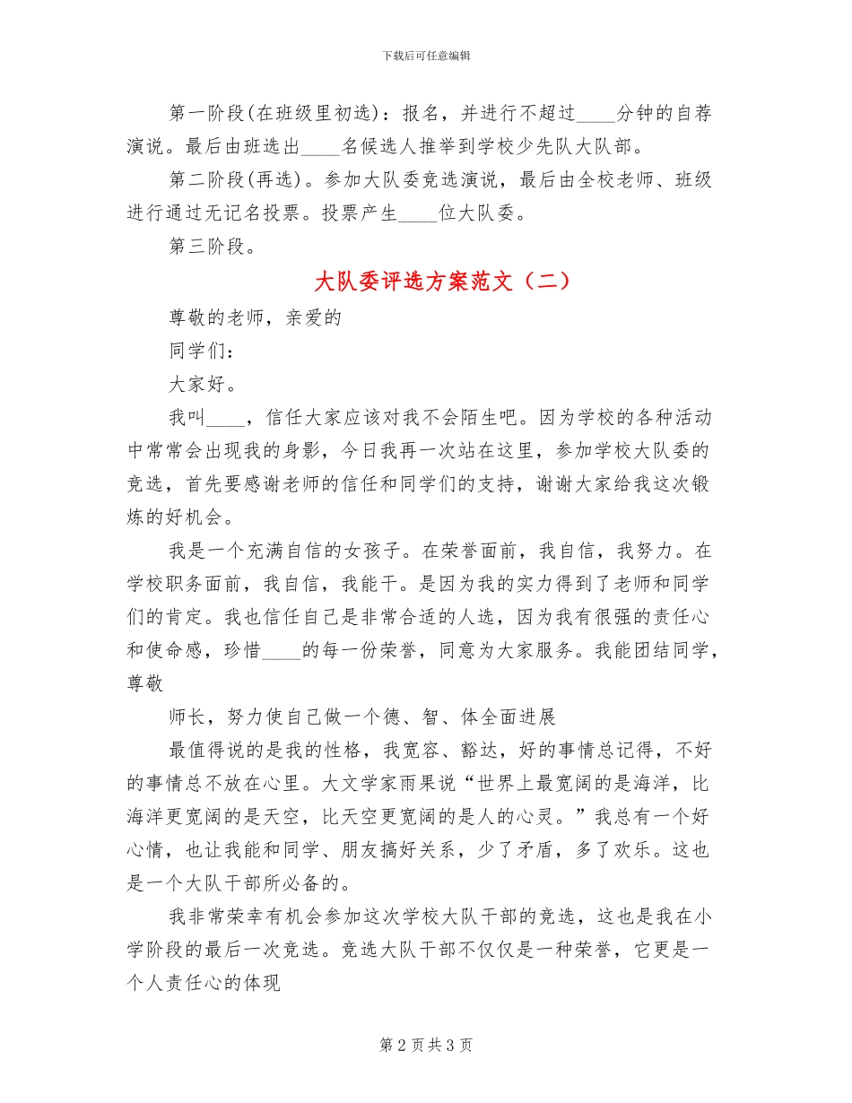 大队委评选方案范文(2篇)_第2页