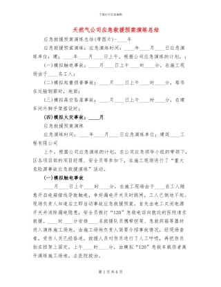 天然气公司应急救援预案演练总结