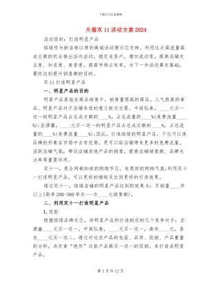 天猫双11活动方案2024