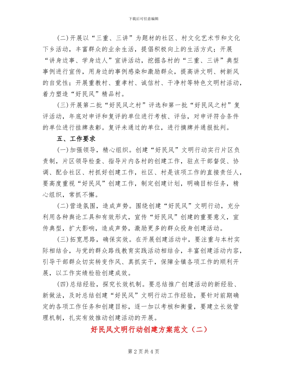好民风文明行动创建方案范文_第2页